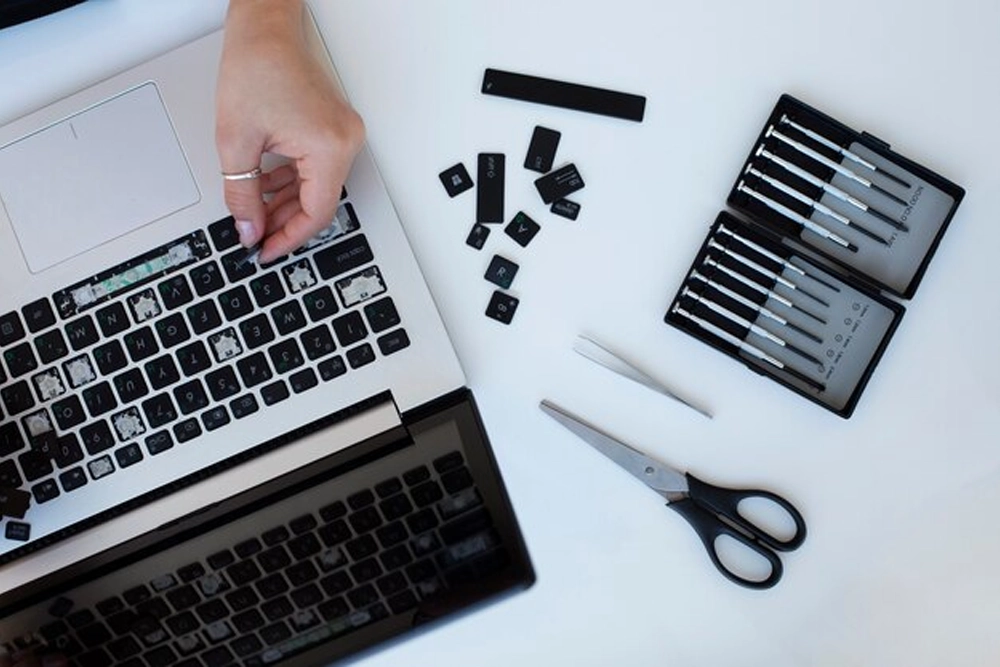 Laptop keyboard shown as a service reference
